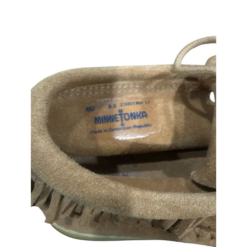 Minnetonka Venice 457 Women's 6.5 Tan Suede Bootie Ankle Boots Moccasins Fringe - Picture 5 of 7